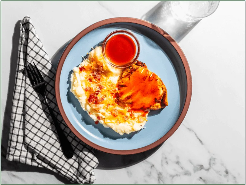 Eat Clean's Buffalo Chicken Breast with Loaded Yukon Mash