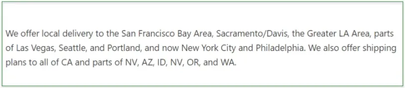 Thistle's delivery and shipping areas screenshot