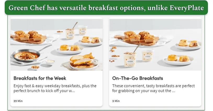 Green Chef's breakfast options