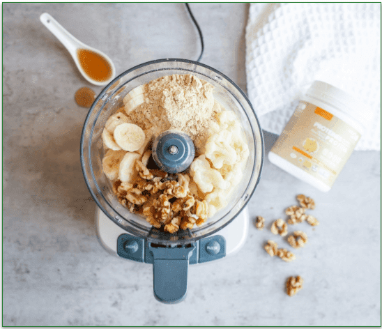 A protein shake in process of being made