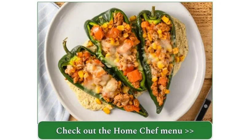 Home Chef's Sofrito Turkey Stuffed Peppers with Corn and Mozzarella