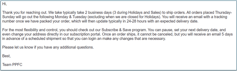 Portland Pet Food Company's reply