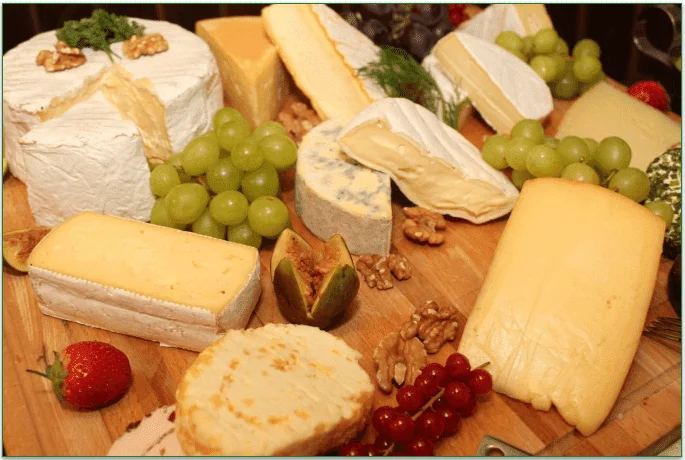 A platter of cheeses produced in the Mediterranean region