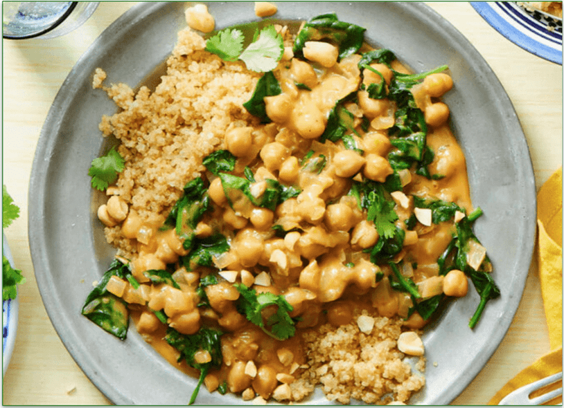 Marley Spoon's Fast! Spinach Thai Red Curry & Chicken Strips with Quinoa & Peanuts