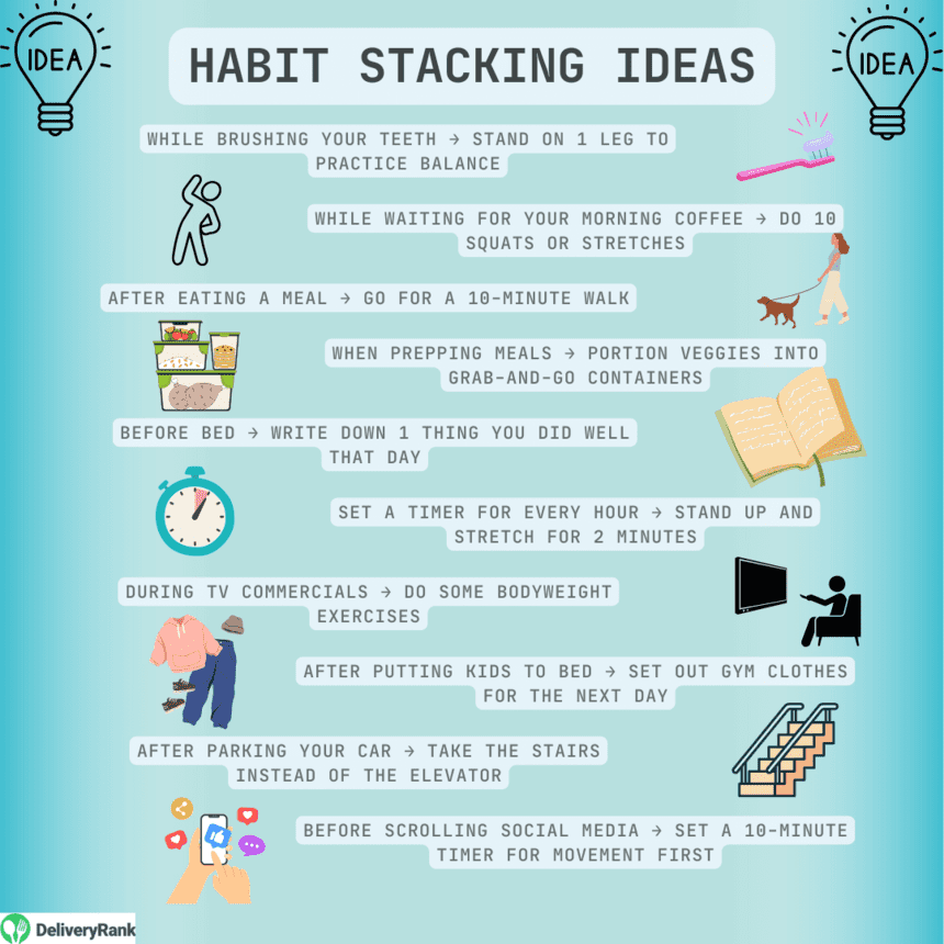 Infographic listing ideas for habit stacking
