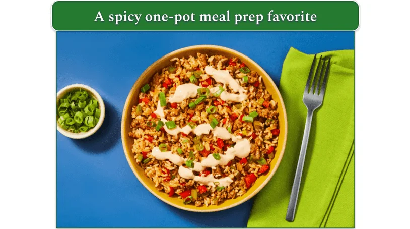 HelloFresh's Cajun-Style Pork Sausage Dirty Rice dish