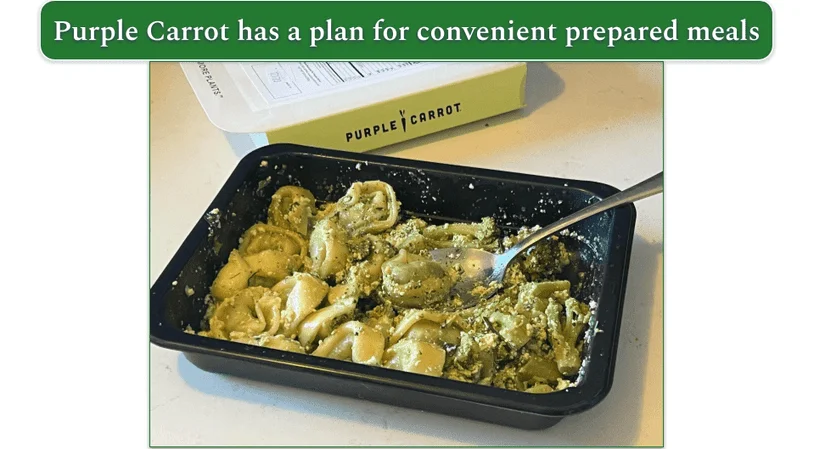 Purple Carrot’s Tortelloni prepared meal