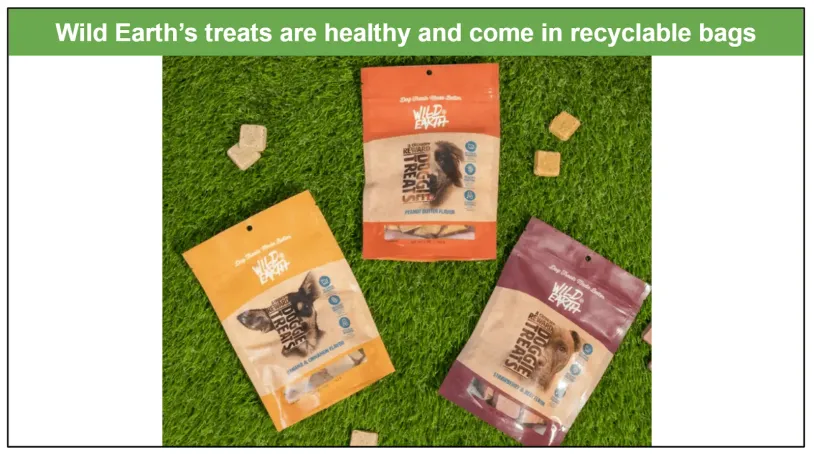 The packaging of Wild Earth's treats range