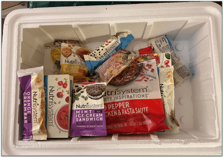 Image of our reviewers Nutrisystem delivery of frozen items