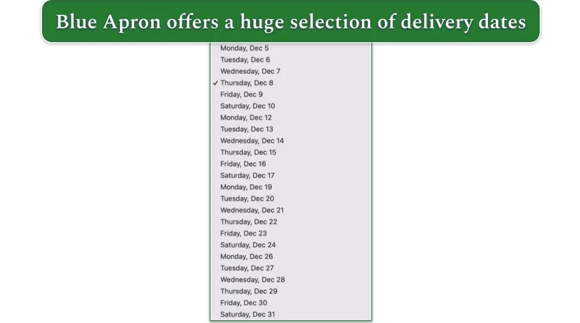 blue apron delivery days