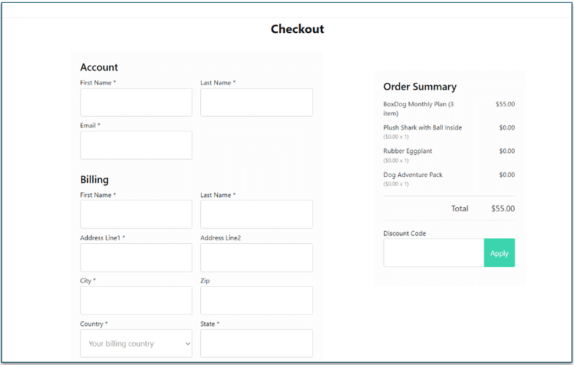 BoxDog checkout screen