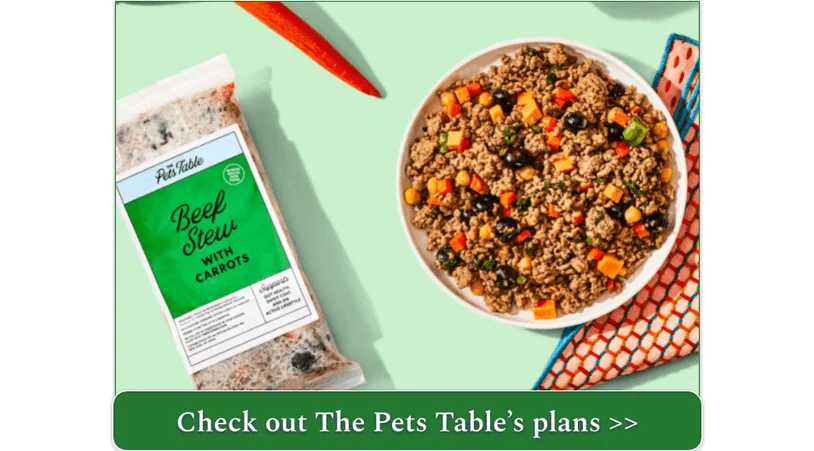  Image with The Pets Table Beef Stew recipe on a plate and in its packaging
