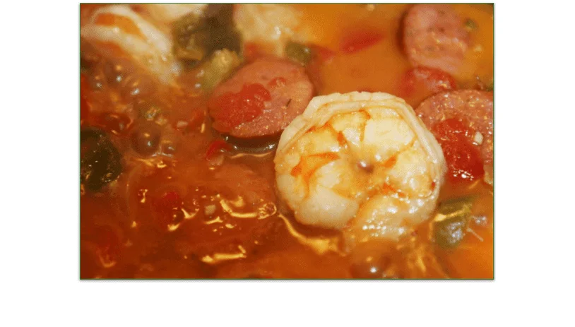Close view of a bowl of New Orleans Style Gumbo