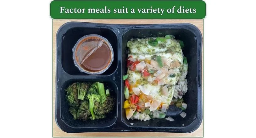 Hawaiian Barramundi and Black Bean Coconut Rice from Factor in microwave safe tray