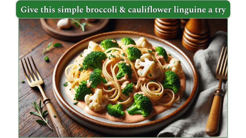 Image of broccoli and cauliflower linguine