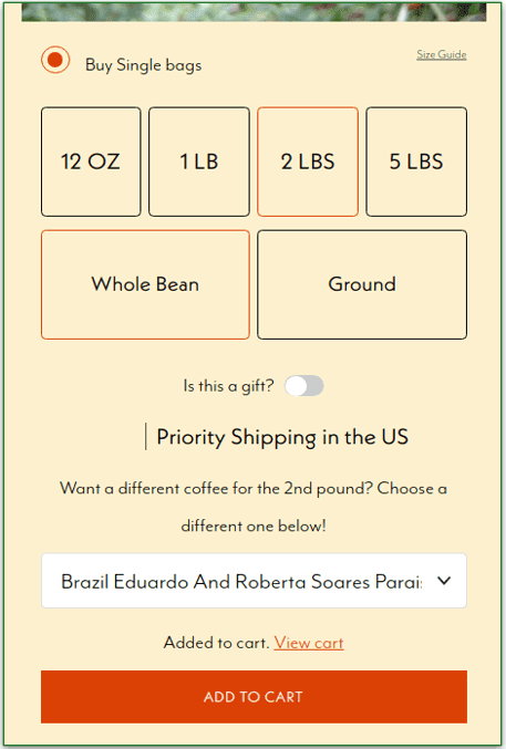 Driftaway Coffee lets you make one-time purchases as well