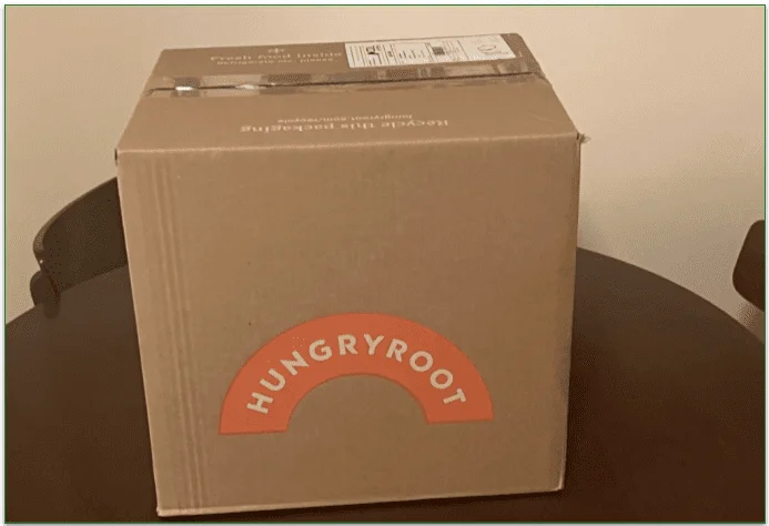 Hungryroot delivery box on a table