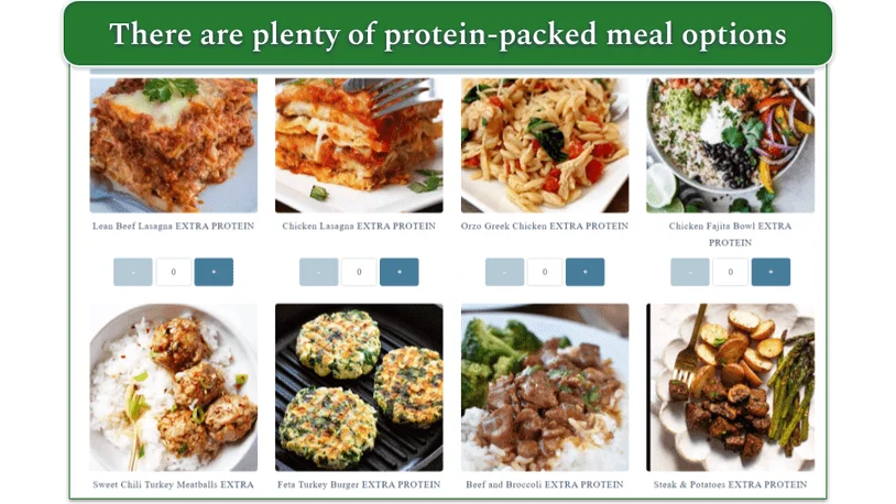  Screenshot of Muscle Meals 2 Go meals on the menu