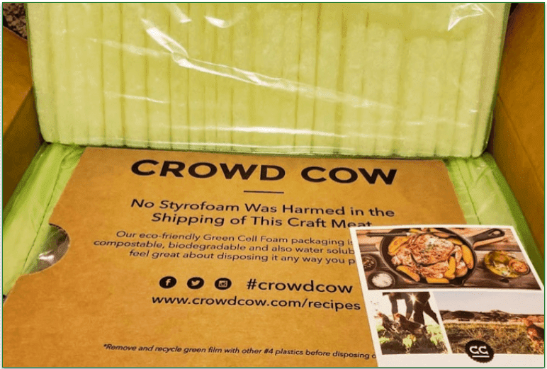 Crowd Cow's eco-friendly packaging