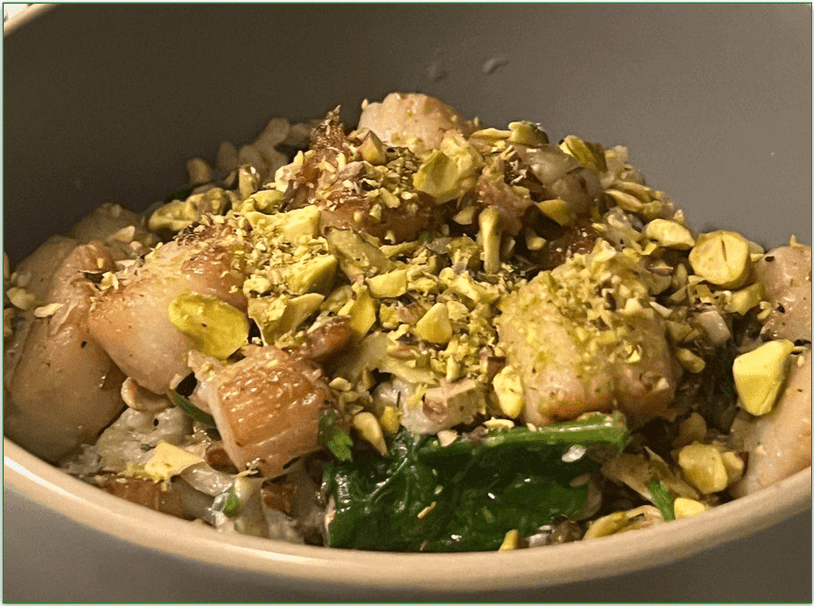 Blue Apron’s Seared Scallops and Garlic-Herb Risotto