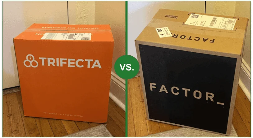 Trifecta delivery box on the left and Factor delivery box on the right