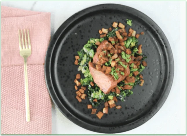 Pete's Real Food's Brussel-Kale-Bacon Hash with Steak