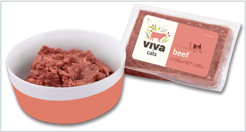 a screenshot of viva raw's beef recipe for cats