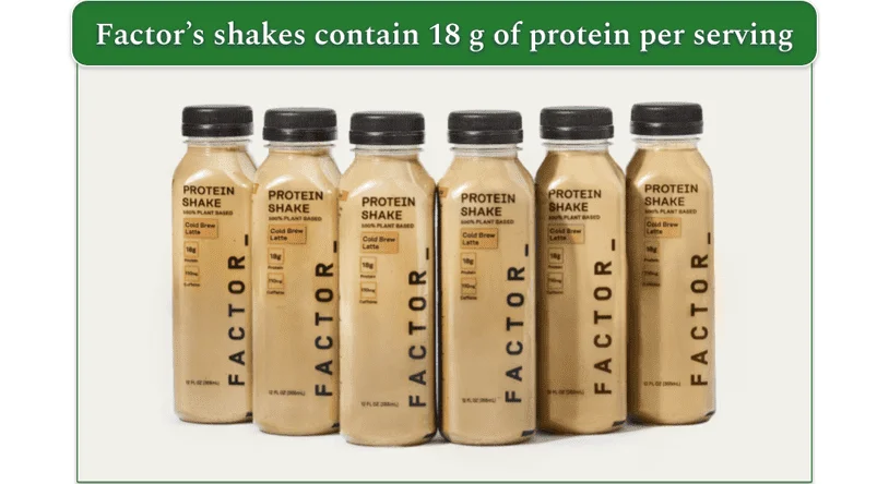 Bottles of Factor's Protein Shake