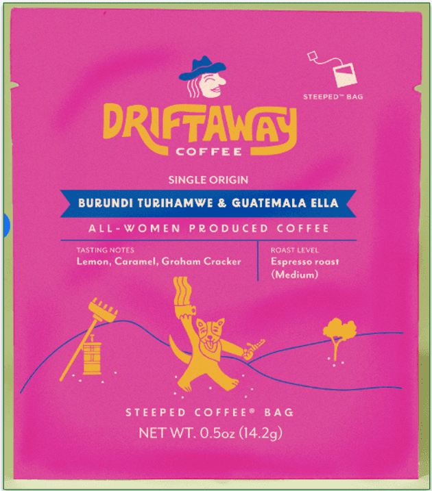 The Burundi Turihamwe and Guatemala Ella blend in a single serve coffee bag