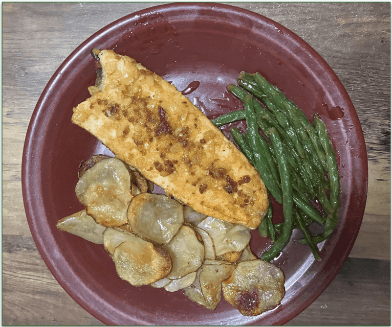 Home Chef’s Trout with Panko & Bacon with Green Beans & Roasted Potatoes
