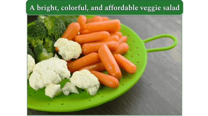 Cauliflower, broccoli, and carrots prepped for the salad