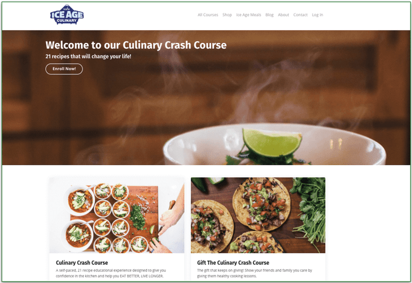 A screenshot of the purchase page for the Culinary Crash Course