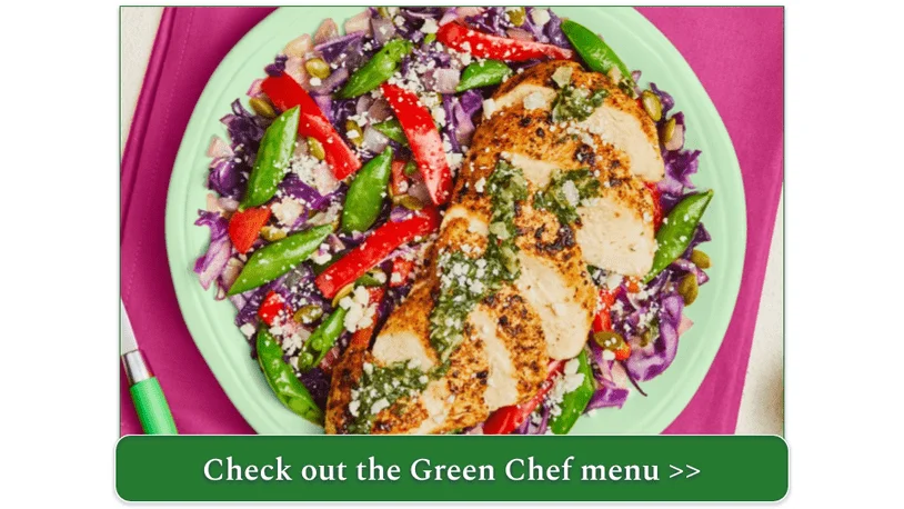 Green Chef's Cuban Chicken with Chimchurri, Red Bell Pepper, Snap Peas, Cabbage, Pepitas, and Cotija Cheese