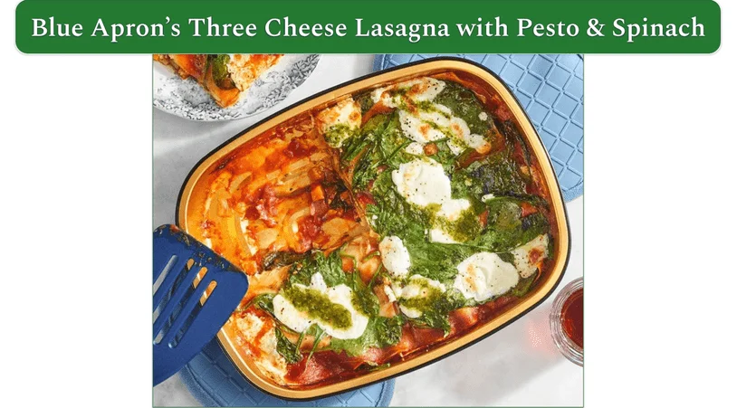 a screenshot of blue apron's Three Cheese Lasagna