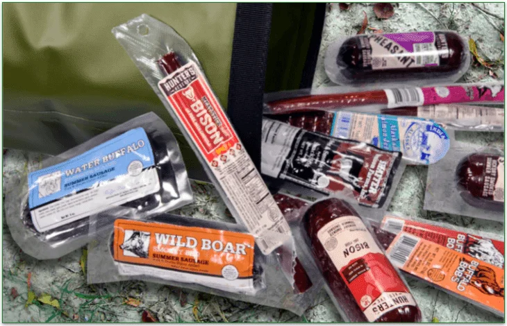 A picture of several cured meats made with wild game