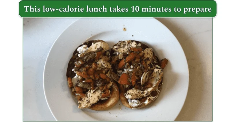 Open-faced tuscan-spiced chicken sandos prepared by our reviewer