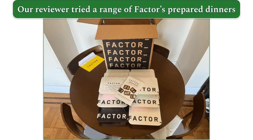 Open Factor box with meals