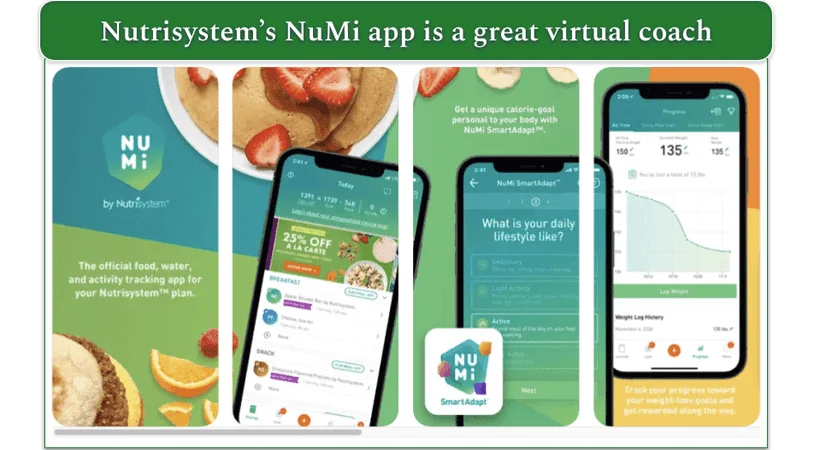 Screenshots from Nutrisystem's mobile app