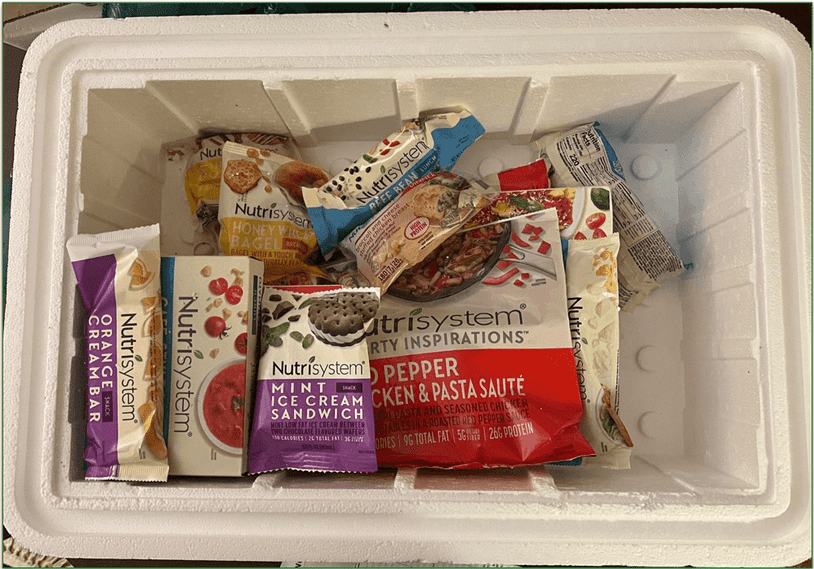 Nustrisytem box with frozen items inside
