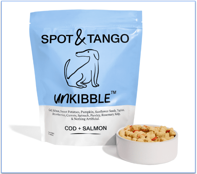 a screeshot of spot & tangos cod + salmon unkibble recipe
