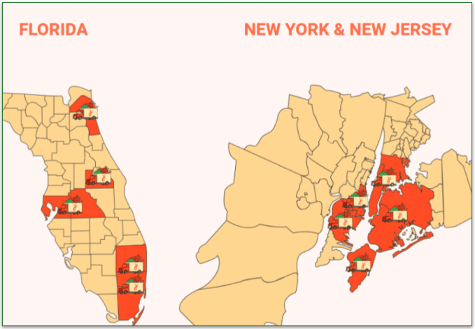 Jet Fuel Meals' delivery zones
