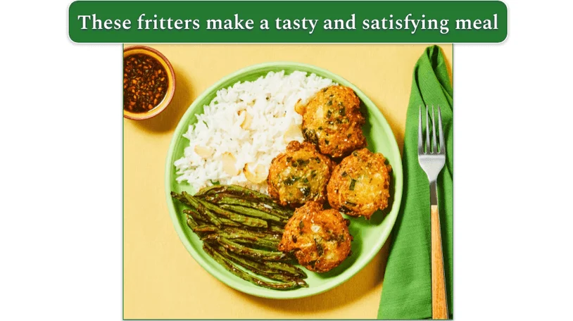 a plate of Bok Choy Scallion Fritters from HelloFresh