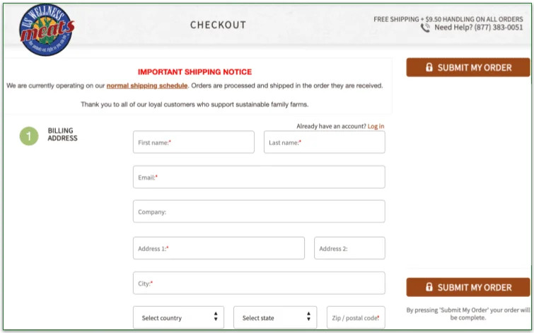 grassland beef, complete checkout