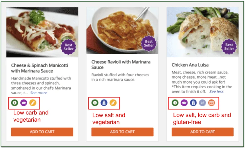 Screenshot of Magic Kitchen's A La Carte menu