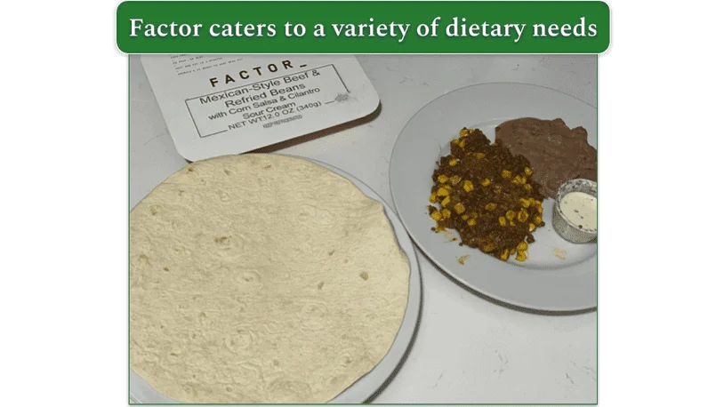 Image of mexican-style beef and refried beans as prepared by our reviewer