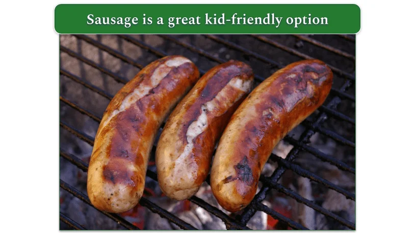 Cooked sausages on a grill