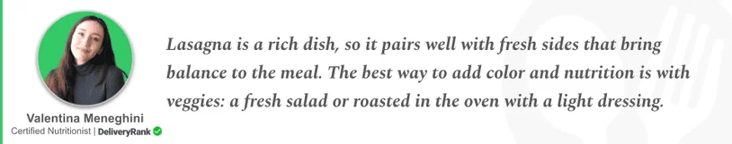 Quote from our certified nutritionist about lasagna