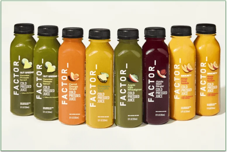 Selection of Factor's cold-pressed juices
