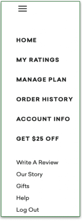 Access your Daily Harvest plan in the drop-down menu