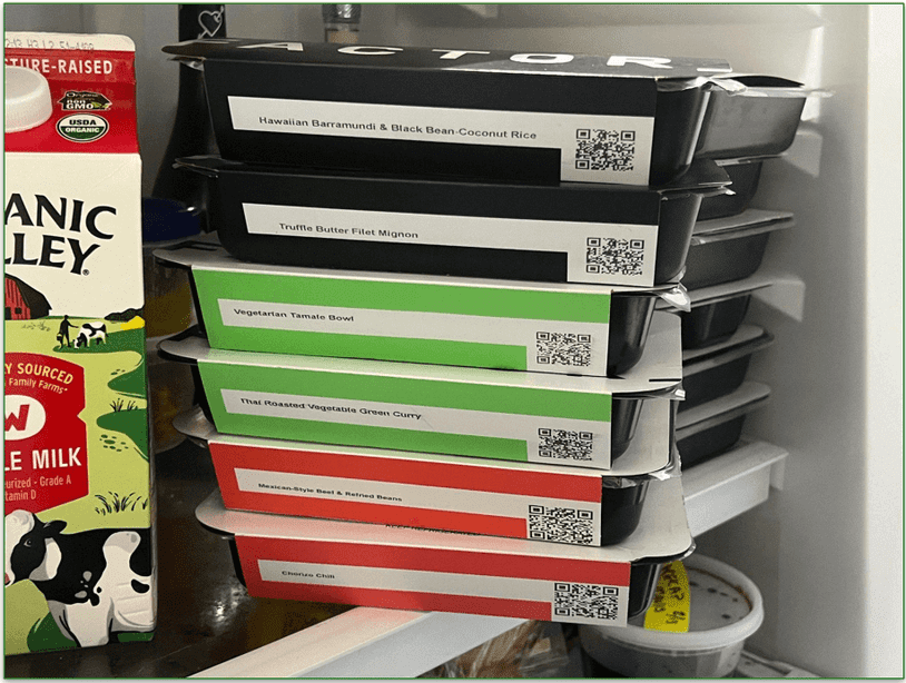 Factor’s cardboard sleeves and plastic trays are recyclable